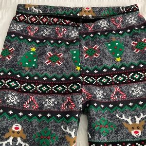 Cozy fleece lined leggings Xmas pattern. One size fits all